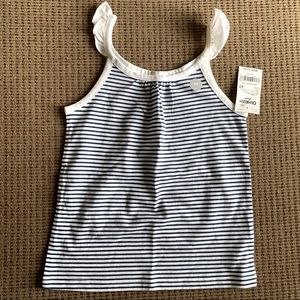 Brand New navy and white striped ruffle strap tank top